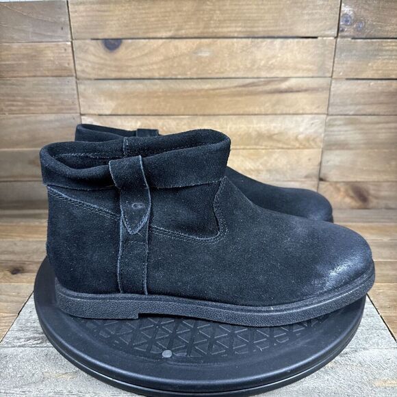 UGG WomanS Size 7 Black Josefene Cuff Suede Ankle Casual Zip Up Boots - Picture 1 of 10